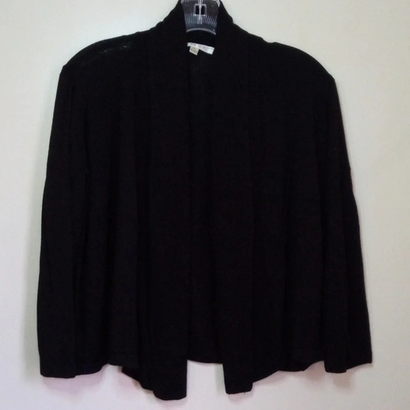 Cyrus black cropped drape cardigan with 3/4 length sleeves women's size large - Picture 1 of 5